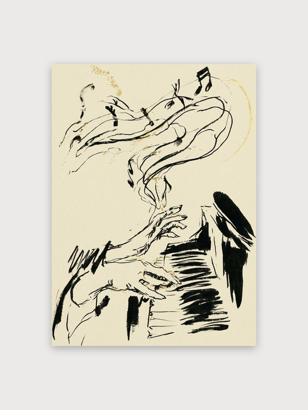 Musical Hands Piano Line Art - Digital Download