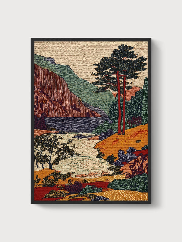 Vintage Landscape Wall Art poster in black frame