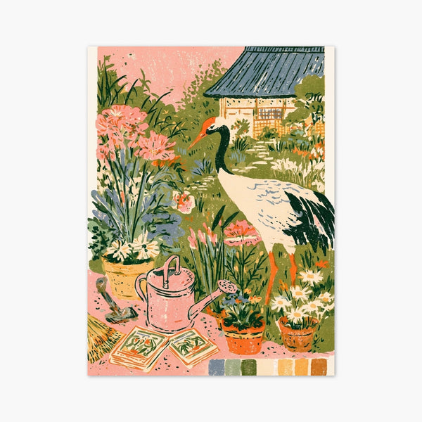 Crane Garden Art Print art print