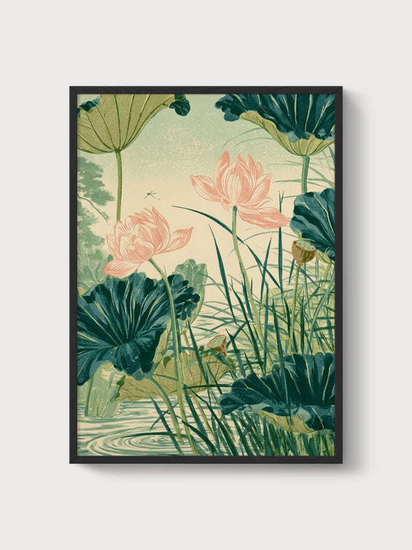 Lotus Flower Poster poster in black frame