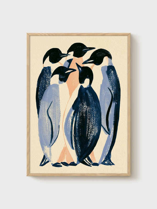 Penguin Poster poster in oak frame