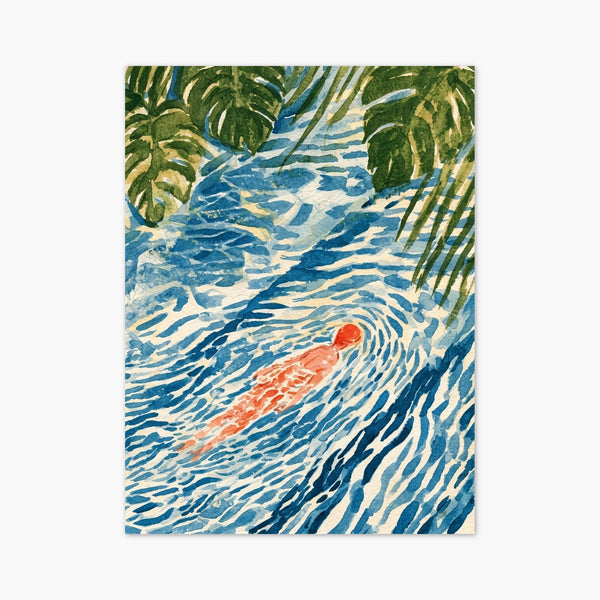 Watercolor Swimmer Stream Print art print