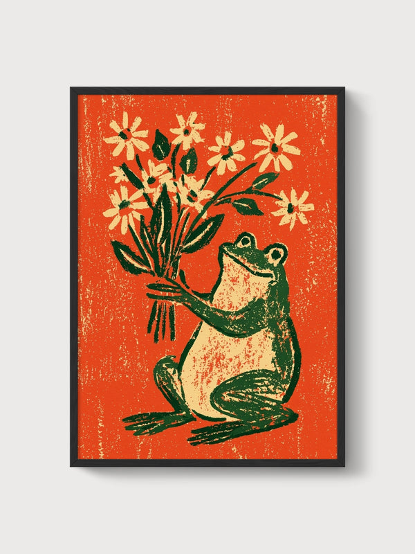 Frog Poster poster in black frame