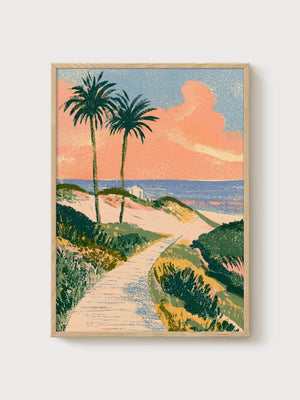 Coastal Wall Art poster in oak frame