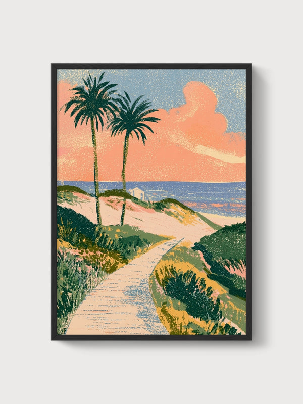 Coastal Wall Art poster in black frame