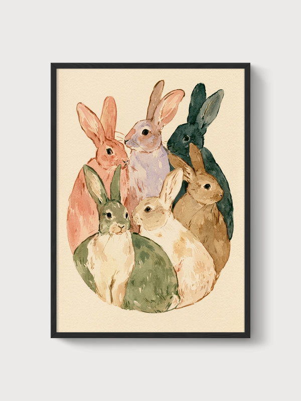 Rabbit Wall Art poster in black frame