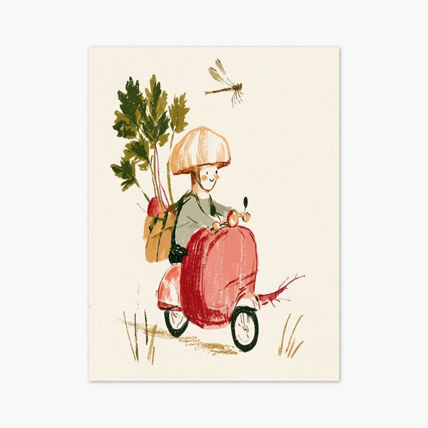 Whimsical Mushroom Boy Watercolor Print art print
