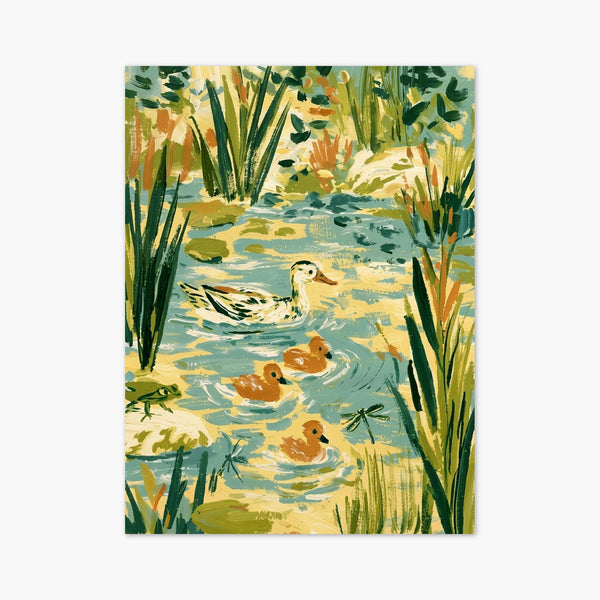 Marsh Painting Duck Family Pond Art art print