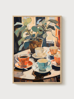 Coffee Still Life Poster poster in oak frame