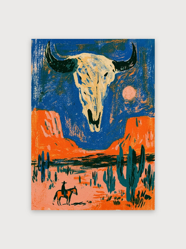 Western Desert Skull Bull Moon - Digital Download