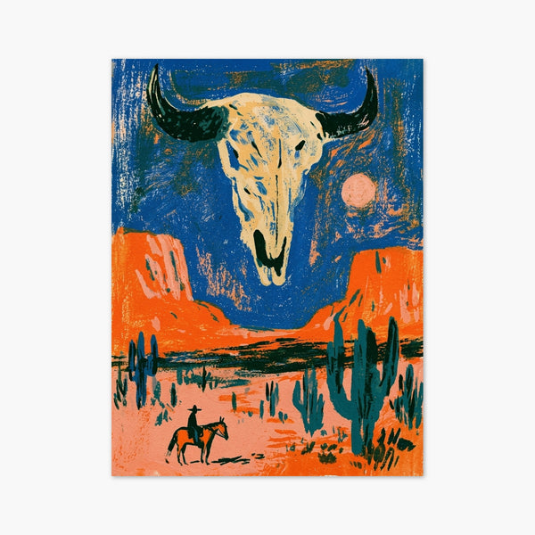 Cow Skull Desert Wall Art art print
