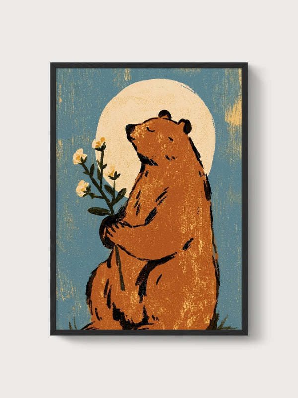Bear Wall Art poster in black frame