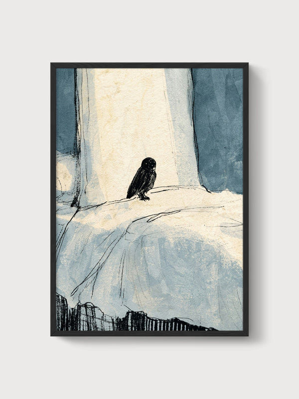 Owl Wall Art poster in black frame