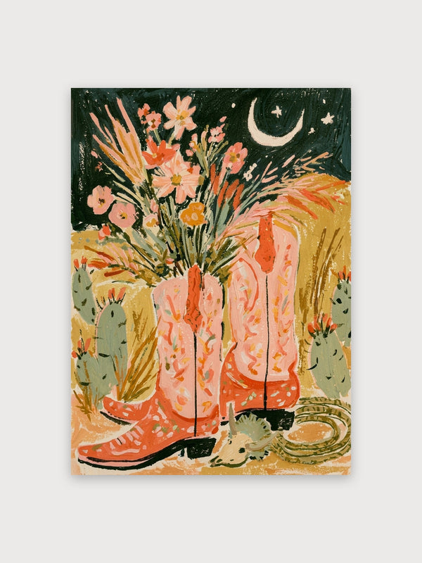 Desert Wildflowers Boots Moonlight - Digital Download