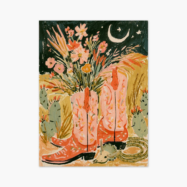 Cowgirl Boots Desert Wall Art art print
