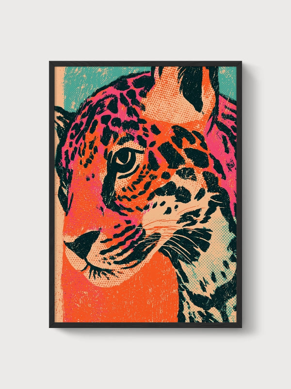 Leopard Wall Art poster in black frame