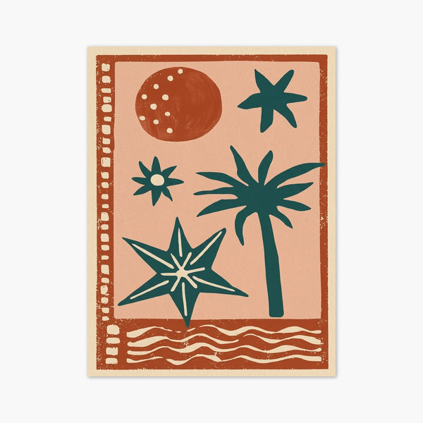 Palm Tree Sun Moon Wall Art art print