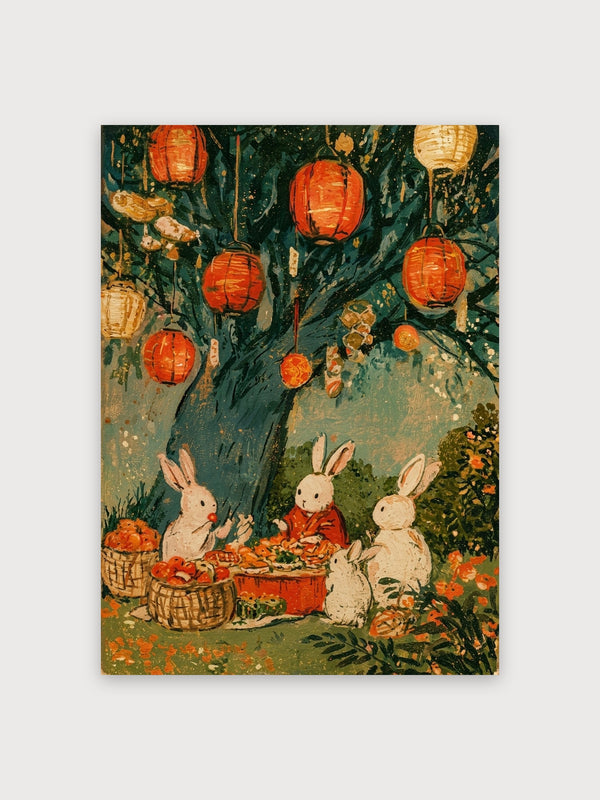 Vintage Lantern Festival Rabbits - Digital Download