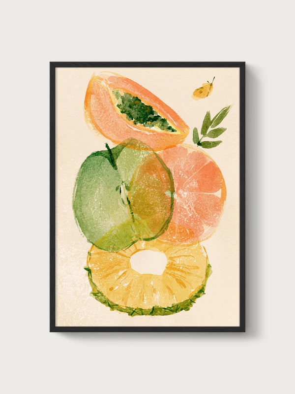 Watercolor Fruit Print poster in black frame