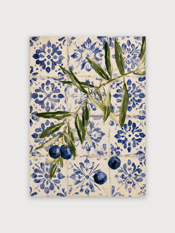 Olive Branch Blue Tile Study - Digital Download