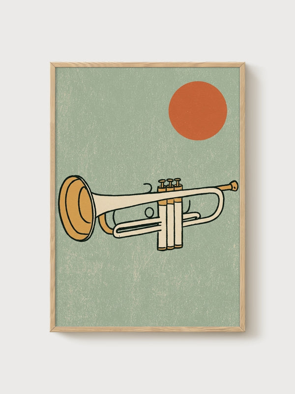 Trumpet Poster poster in oak frame
