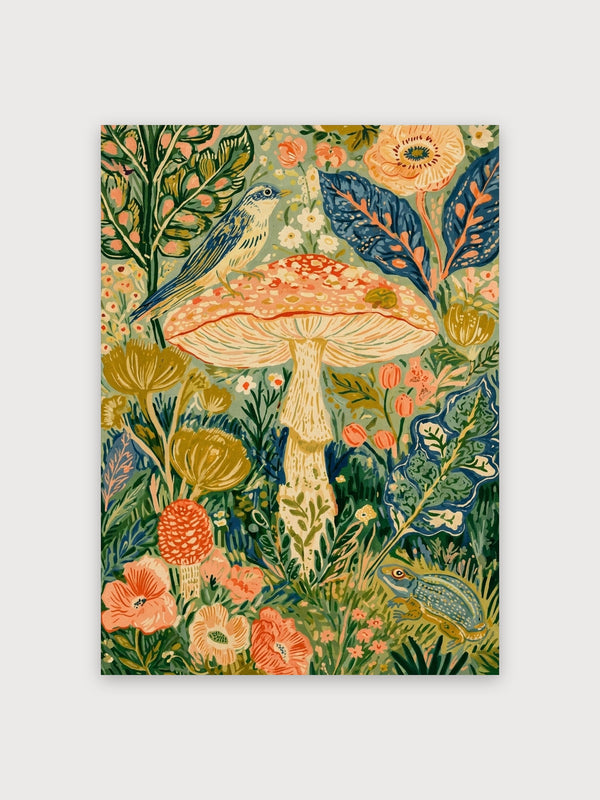Art Nouveau Mushroom Garden Flora - Digital Download