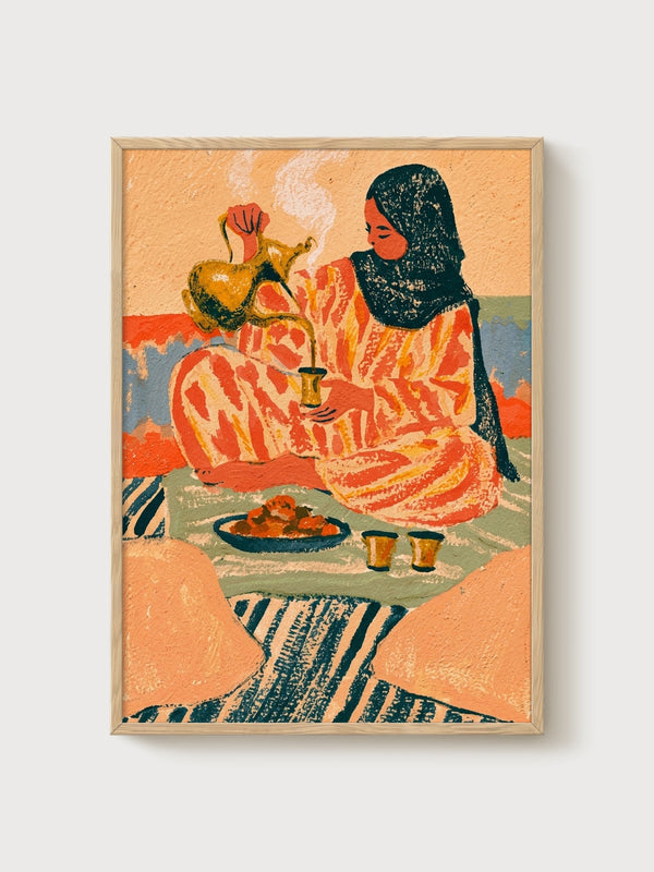 Mexican Folk Art Print poster in oak frame