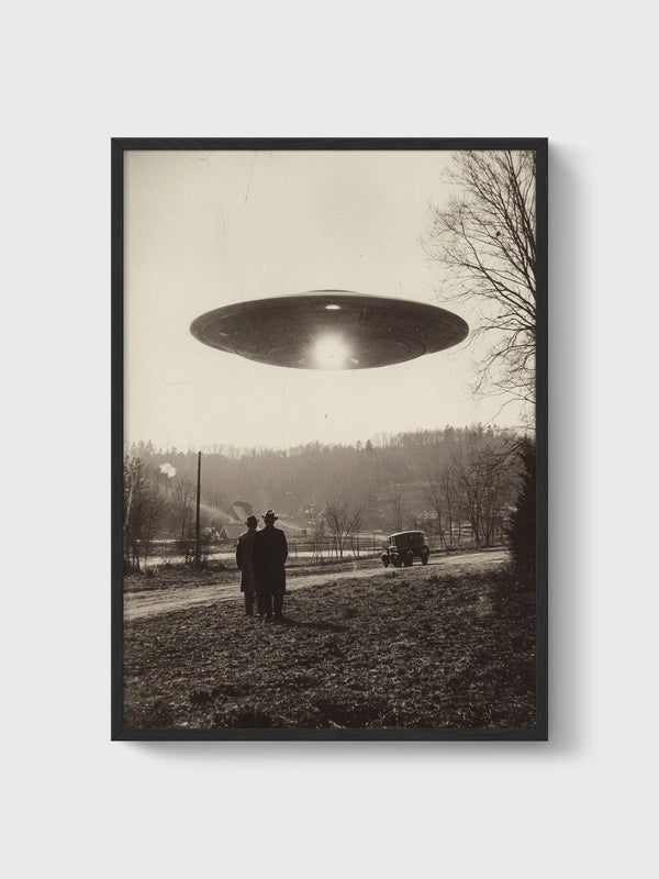 Retro Futurism Art Print poster in black frame