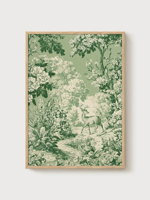 Deer Wall Art poster in oak frame