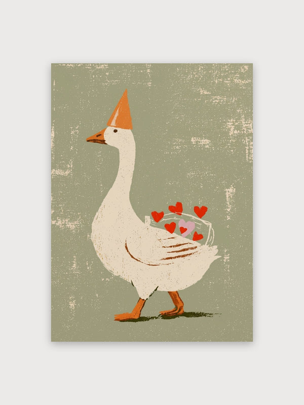 Whimsical Goose With Hearts - Digital Download