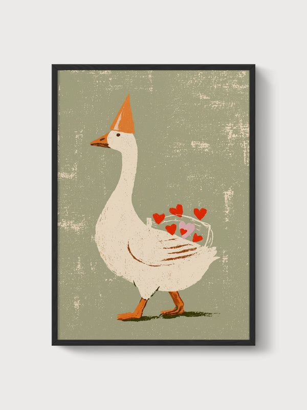Silly Goose Print poster in black frame