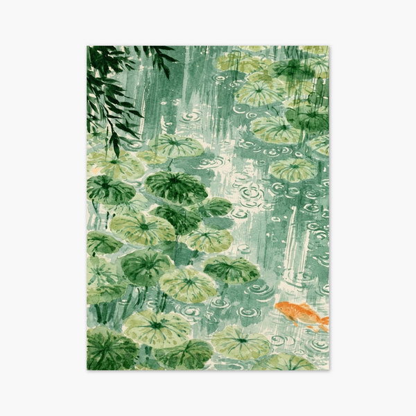 Koi Fish Water Lily Watercolor Painting art print