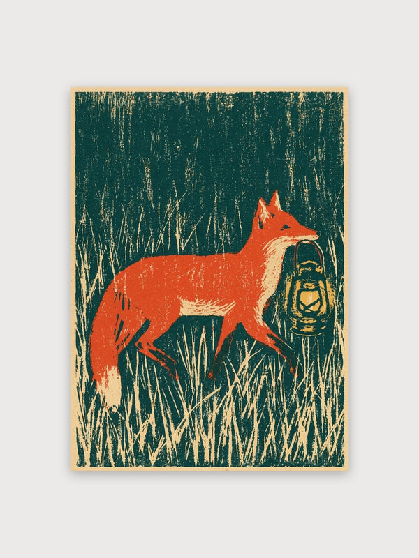 Vintage Fox Lantern Forest - Digital Download