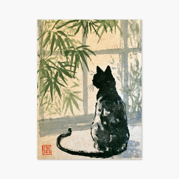 Black Cat Japanese Art Print art print