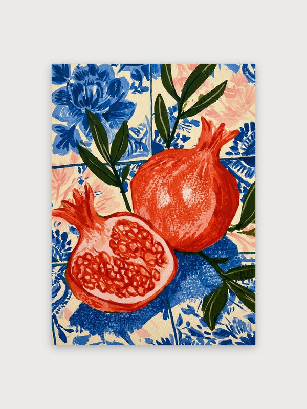 Pomegranate Floral Retro Pattern - Digital Download