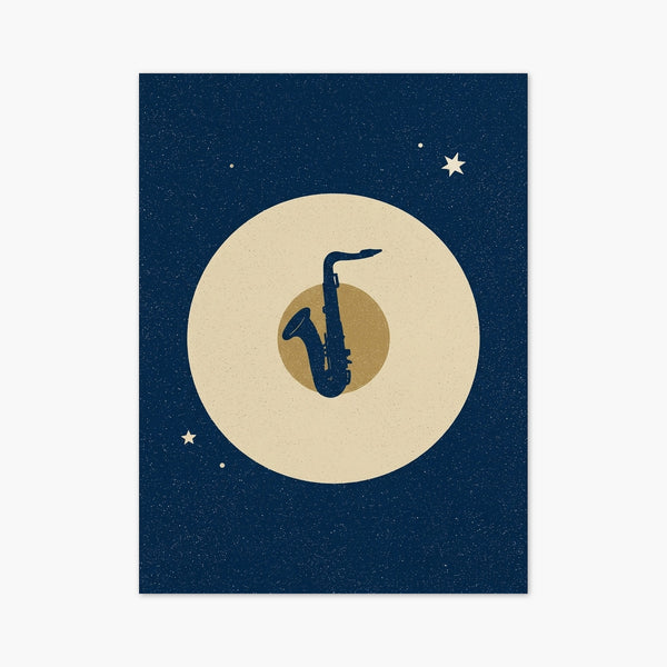 Saxophone Moon Poster art print