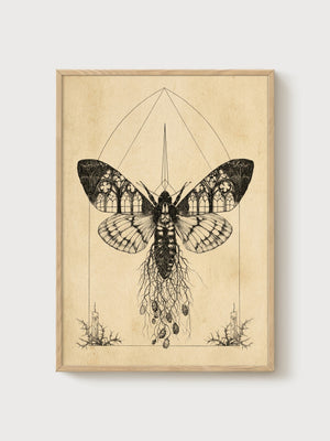 Monarch Butterfly Wall Art poster in oak frame