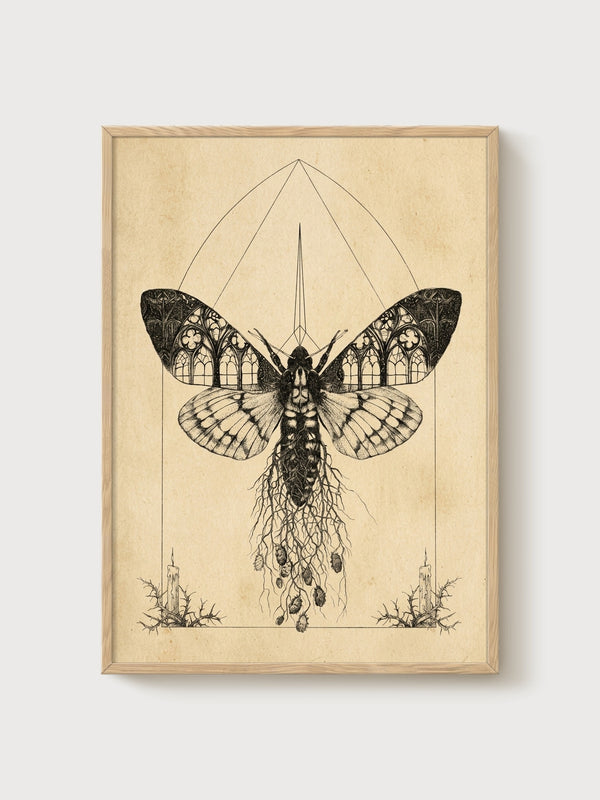 Monarch Butterfly Wall Art poster in oak frame