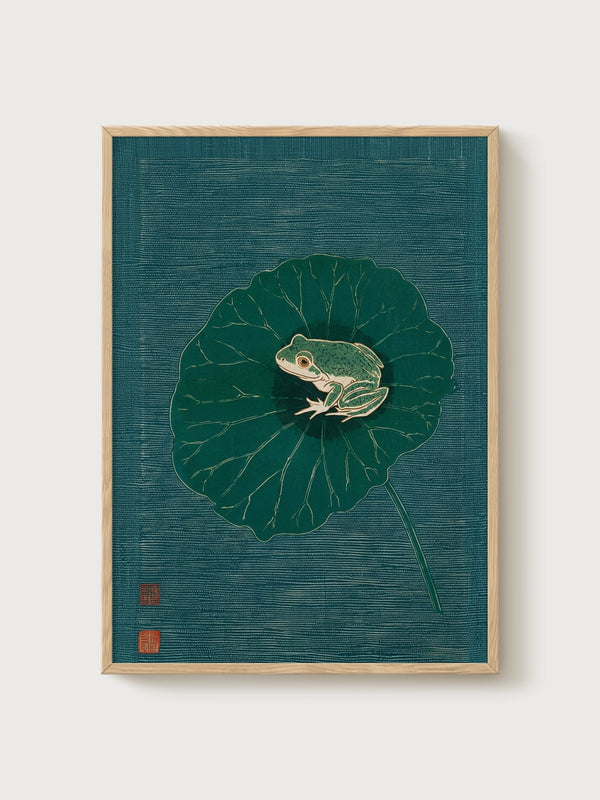Frog Poster poster in oak frame