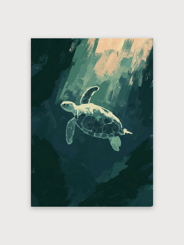 Sea Turtle Swimming Modern Minimalist - Digital Download
