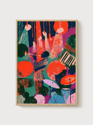 Jazz Poster poster in oak frame