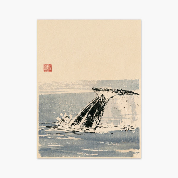 Whale Tail Ink Wash Painting art print