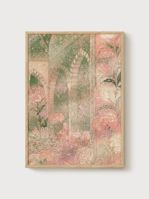 Art Nouveau Garden Print poster in oak frame