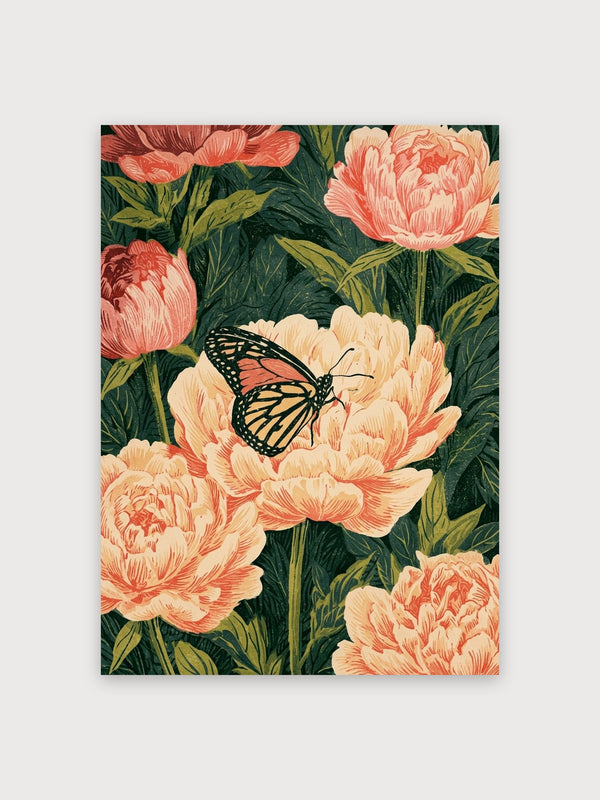 Vintage Peony Butterfly Garden - Digital Download