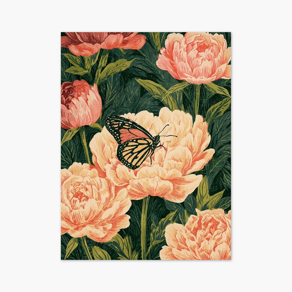 Monarch Butterfly Peony Print art print