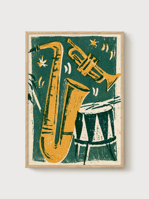 Vintage Jazz Poster poster in oak frame