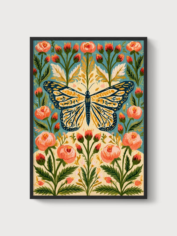 Monarch Butterfly Wall Art poster in black frame