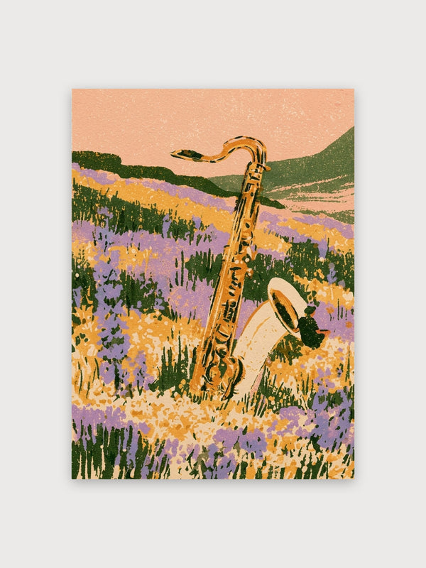 Saxophone Lavender Field Landscape - Digital Download