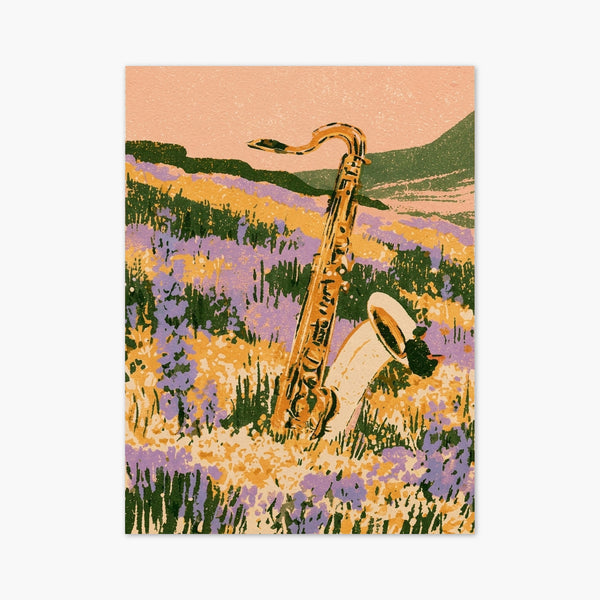 Retro Jazz Saxophone Landscape Print art print