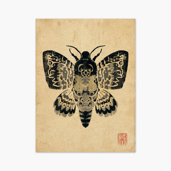 Noh Mask Moth Print art print